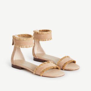 NEW Ann Taylor Fern Raffia Suede Sandals Size 7.5